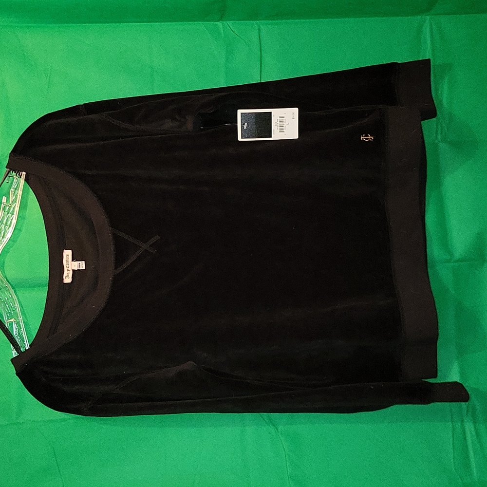 Juicy Couture black velour pullover top size L